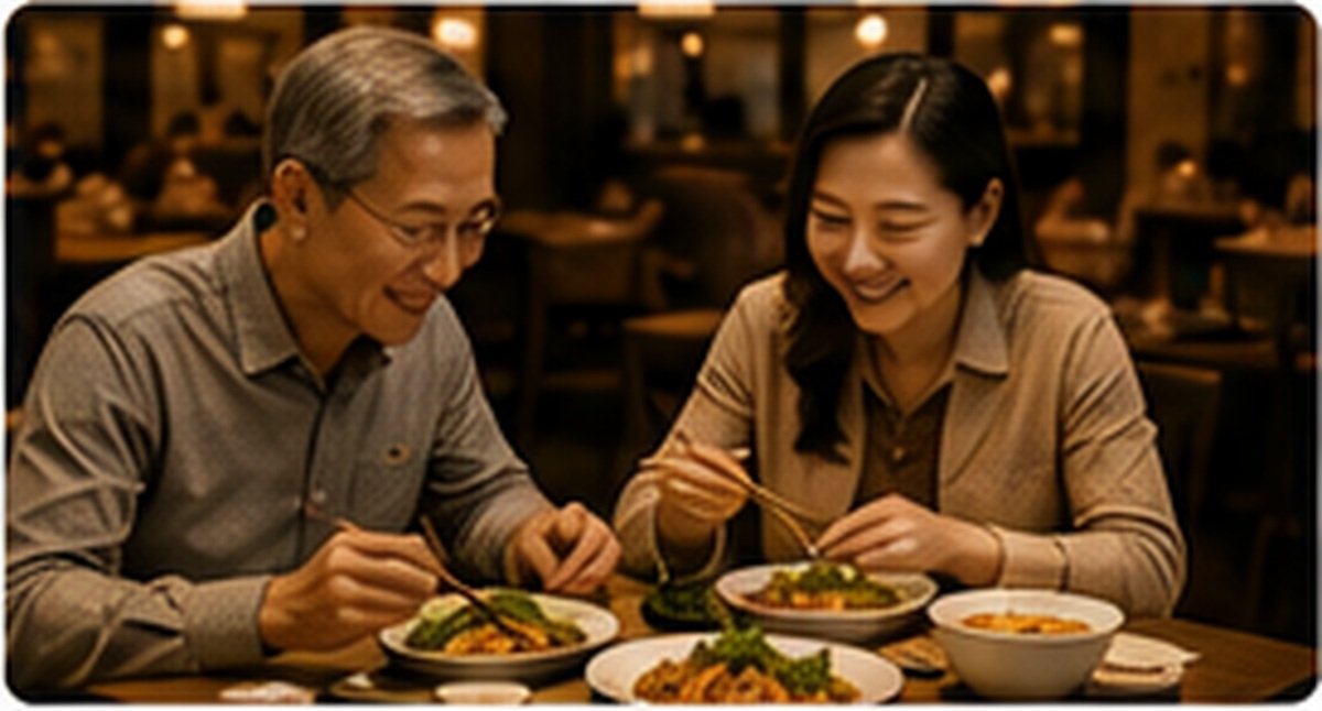 Parents enjoying dinner together
