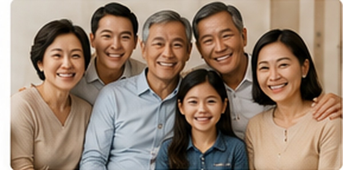 Asian multigenerational family